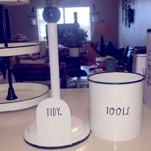 Rae Dunn Metal Utensil and Paper Towel Holder Set